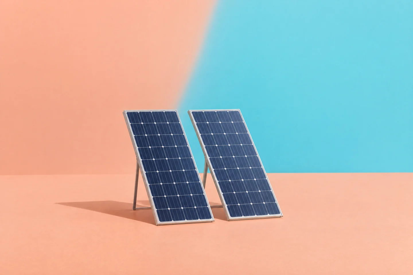 Minimal solar panel study in peach and aqua